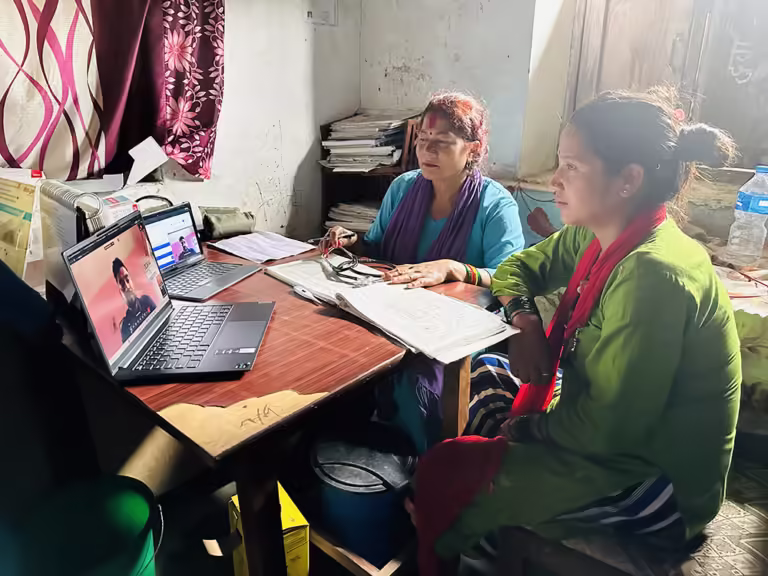 Health workers at Jorayal HP using telehealth tool developed by Smart Health Global