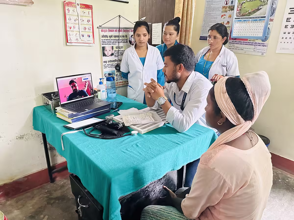 Health workers using telehealth tool at Budhiganga municipality, Nepal